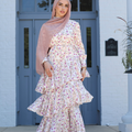 Seville Layered Satin Gown - Floral Bloom