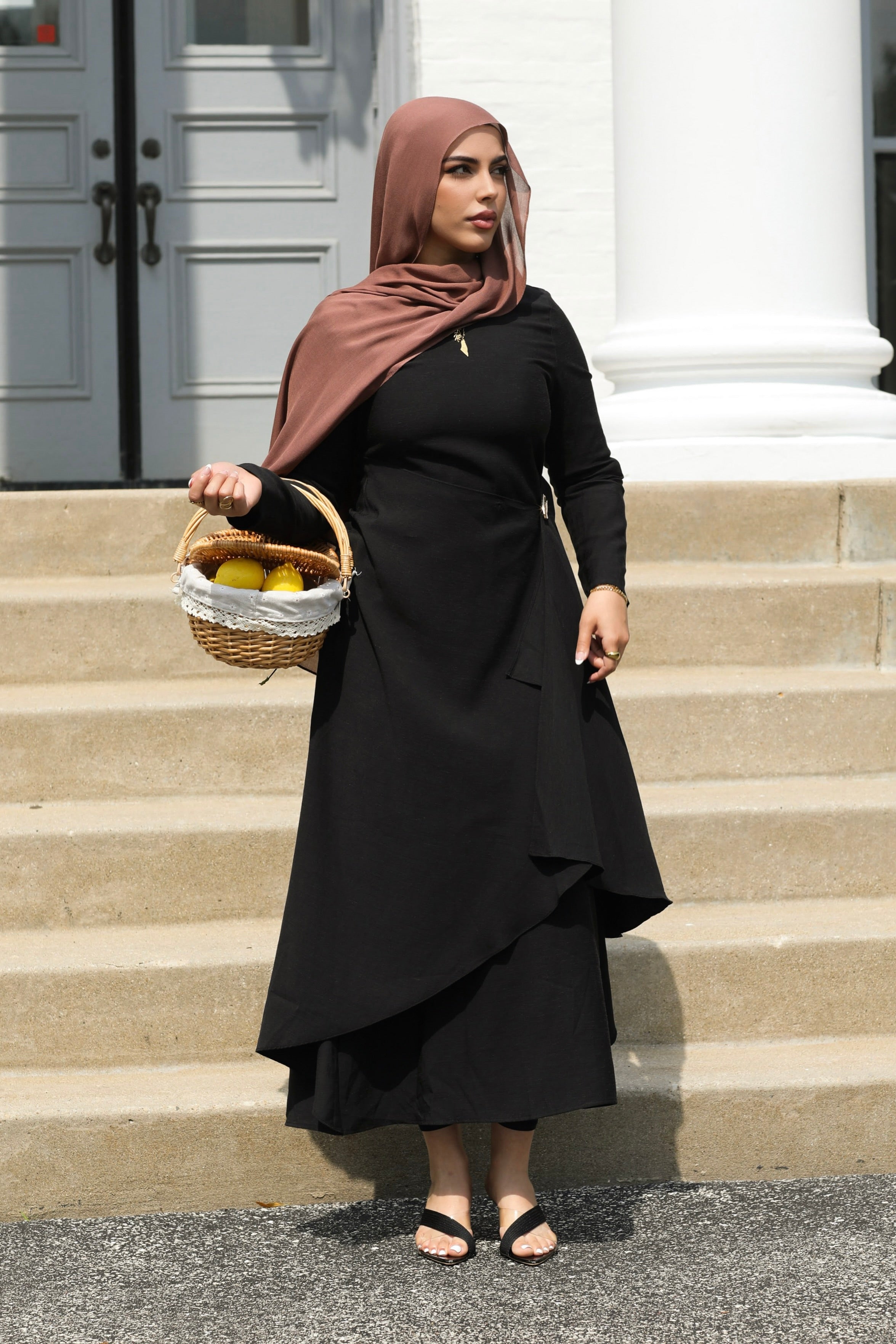 Aurelia Linen Convertible Dress - Black