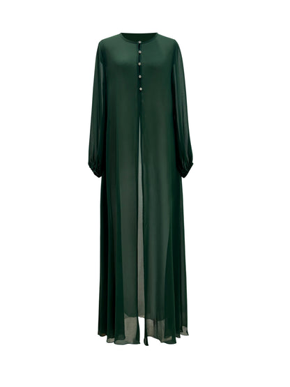 Hawa Chiffon Cardigan - Evergreen