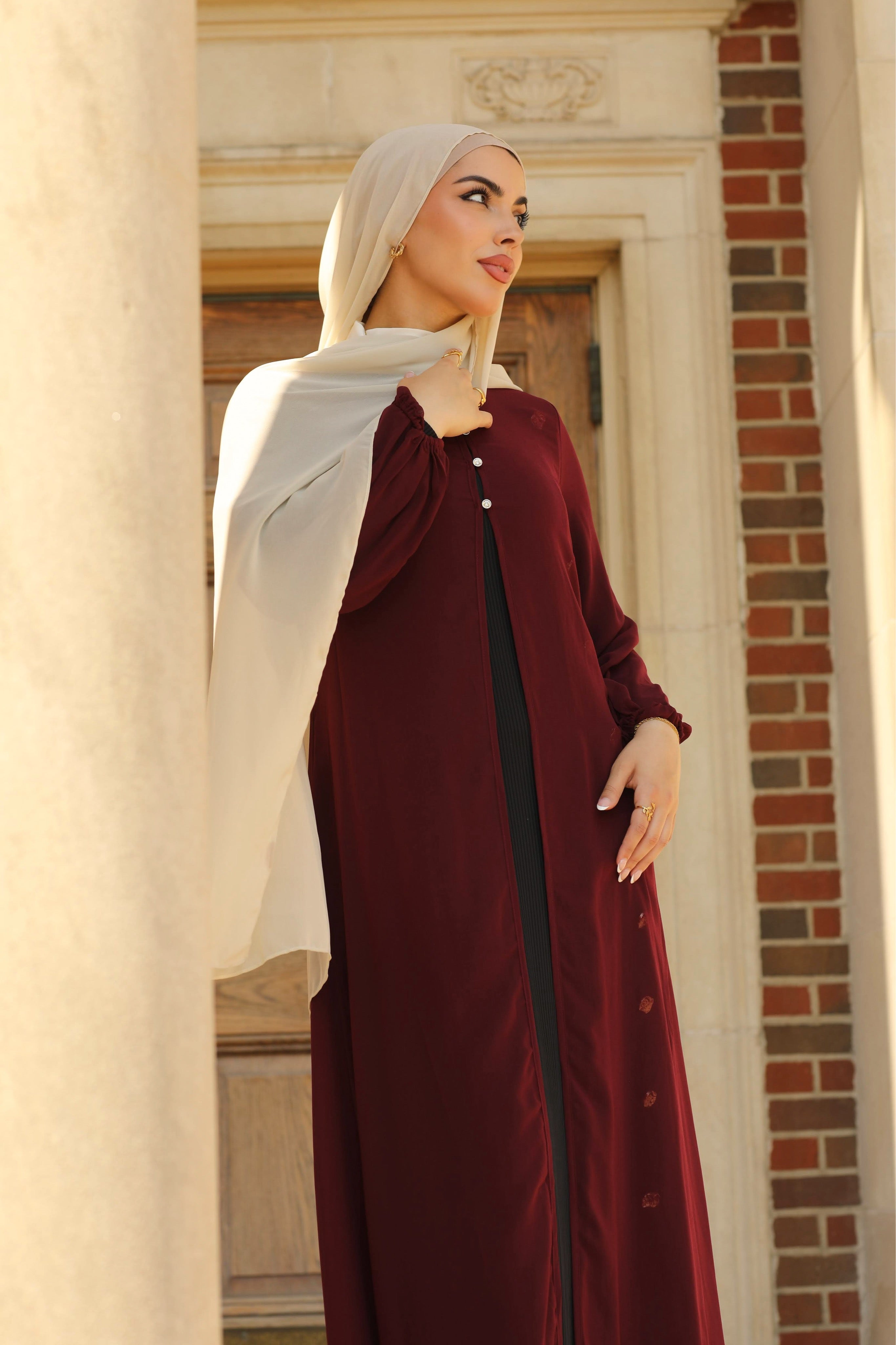 Hawa Chiffon Cardigan - Maroon