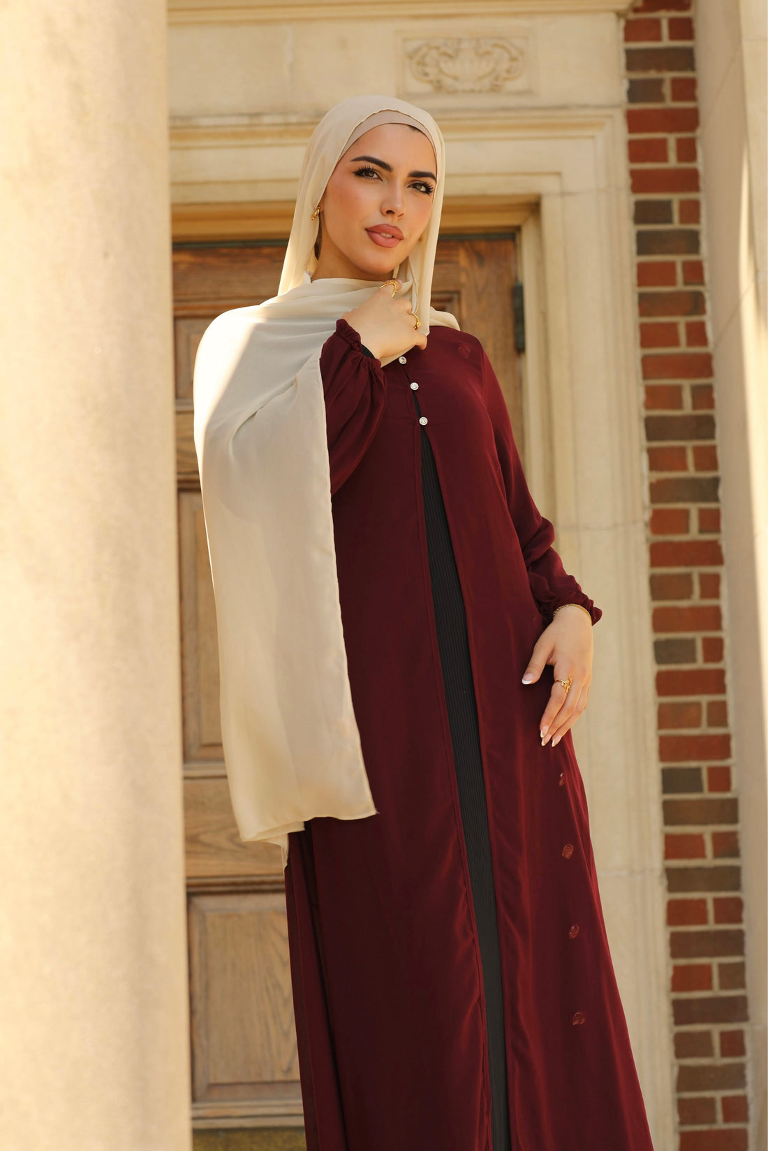 Hawa Chiffon Cardigan - Maroon