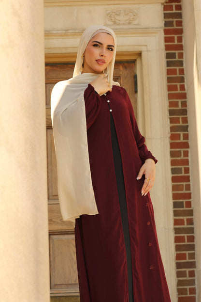 Hawa Chiffon Cardigan - Maroon