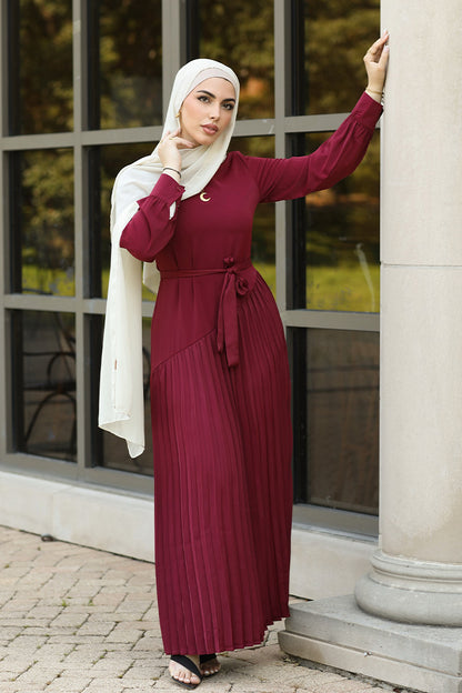 Shop Zeenat Pleated Maxi Dress - Mulberry Rose