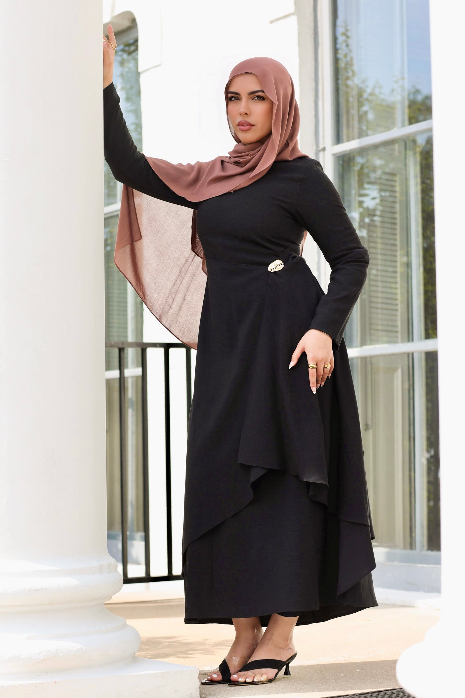 Aurelia Linen Convertible Dress - Black