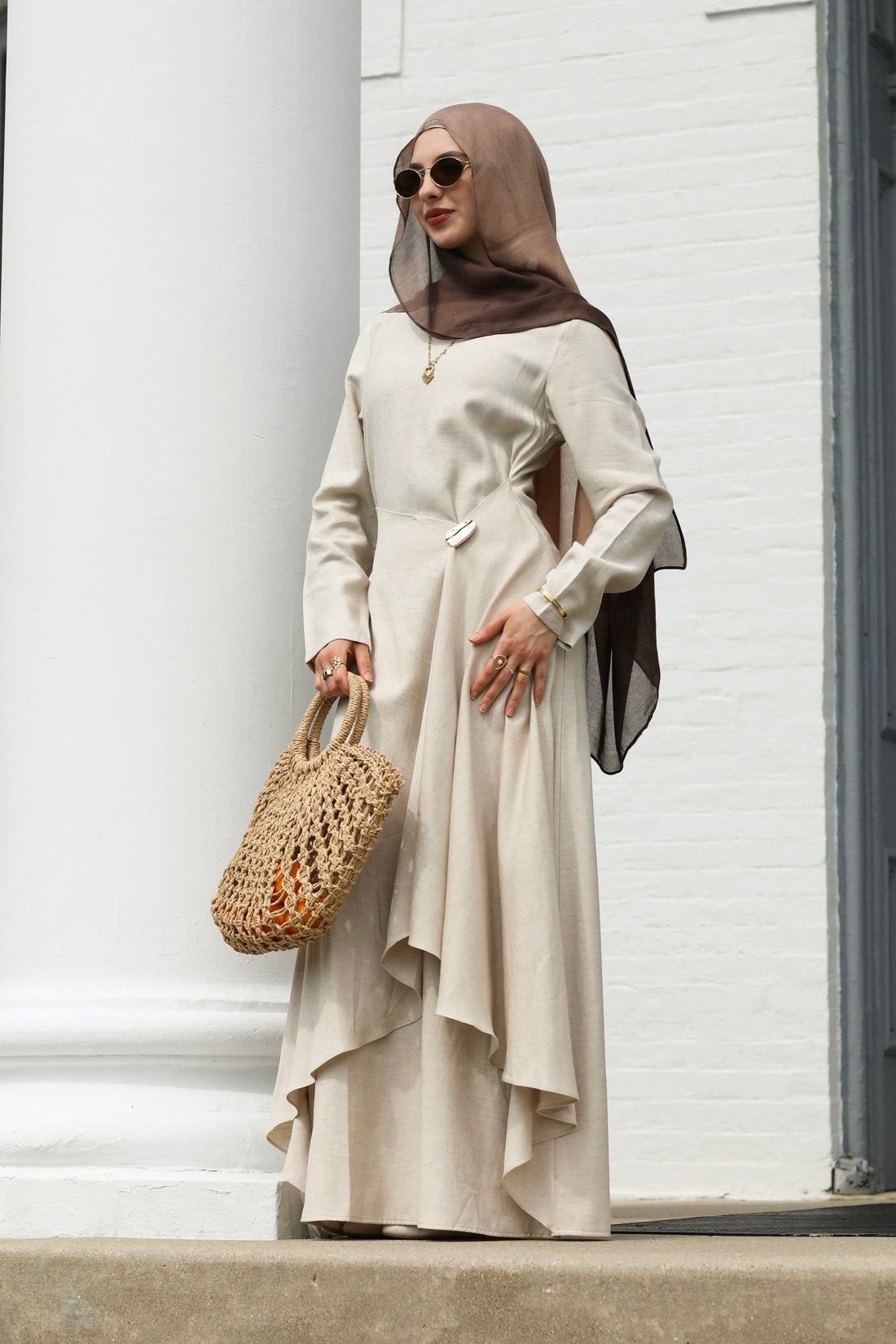 Aurelia Linen Convertible Dress - Wheat