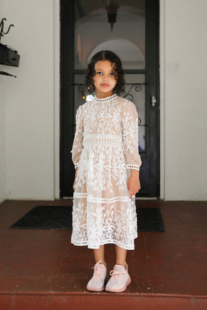 Mini Avery Lace Maxi Dress - Chai Tea Latte