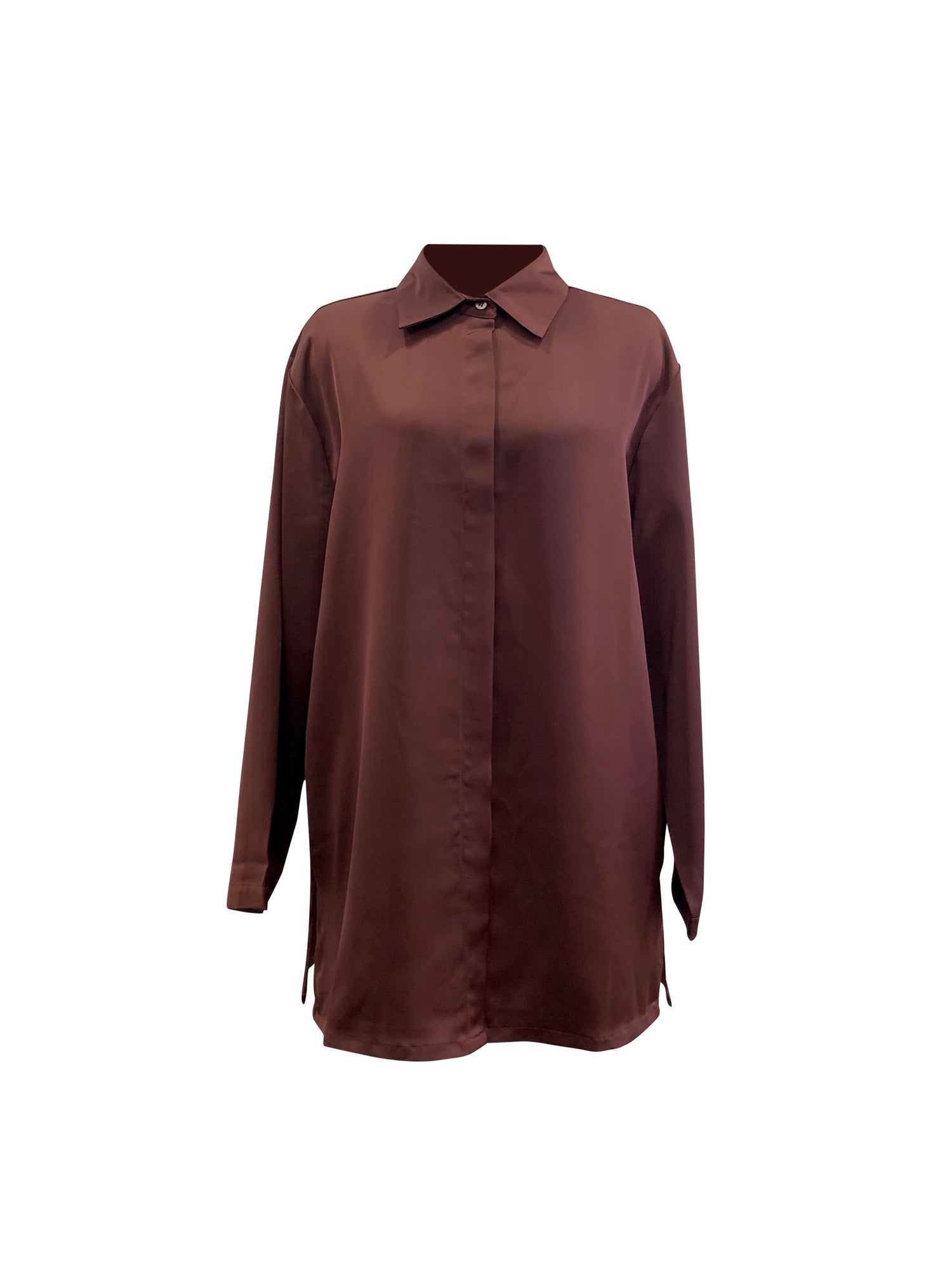 Layna Satin Top - Dark Wood