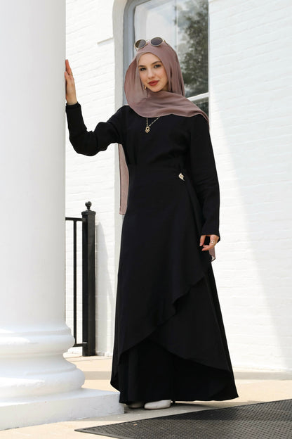 Aurelia Linen Convertible Dress - Black