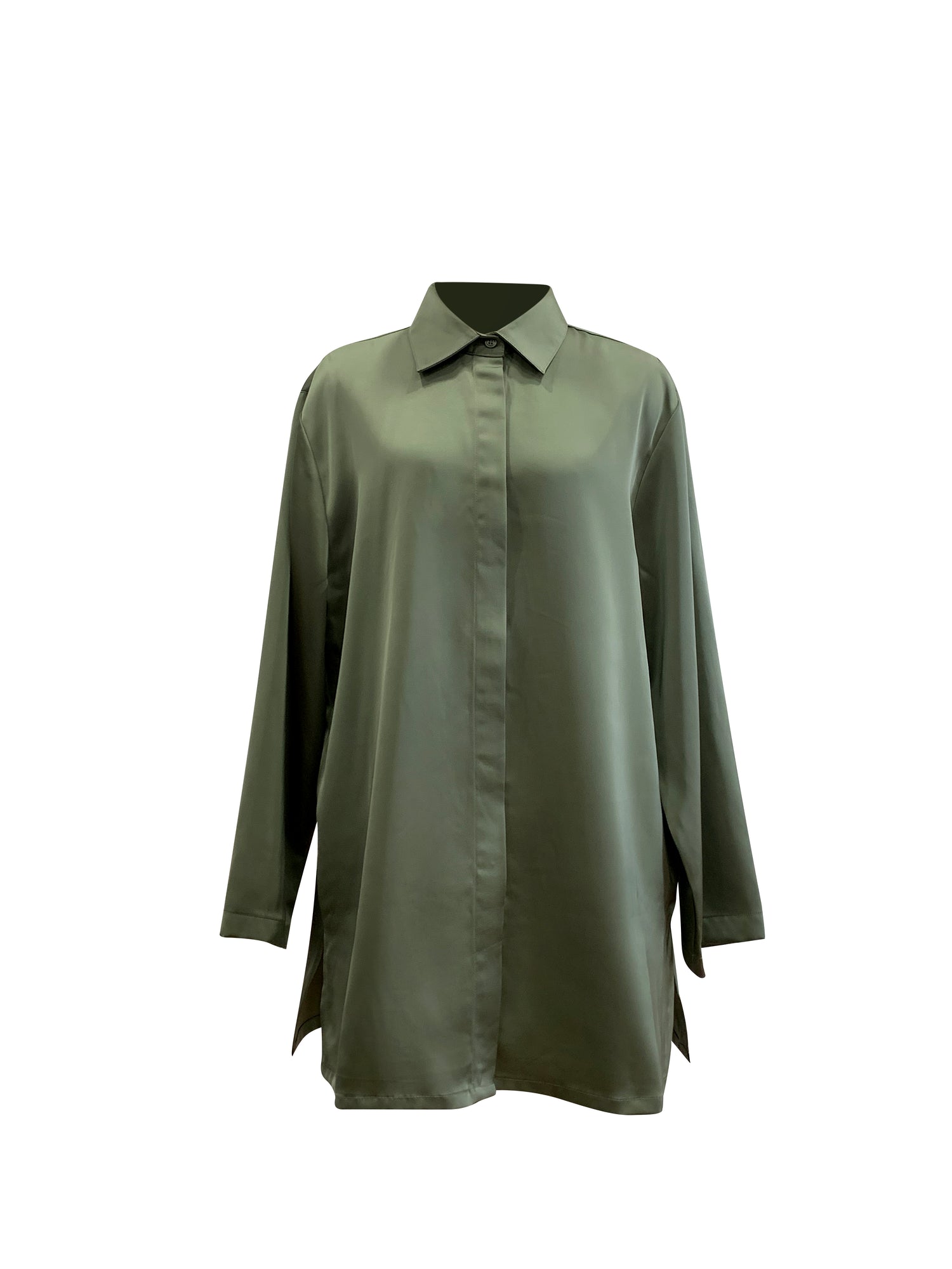 Layna Satin Top - Olive Jade