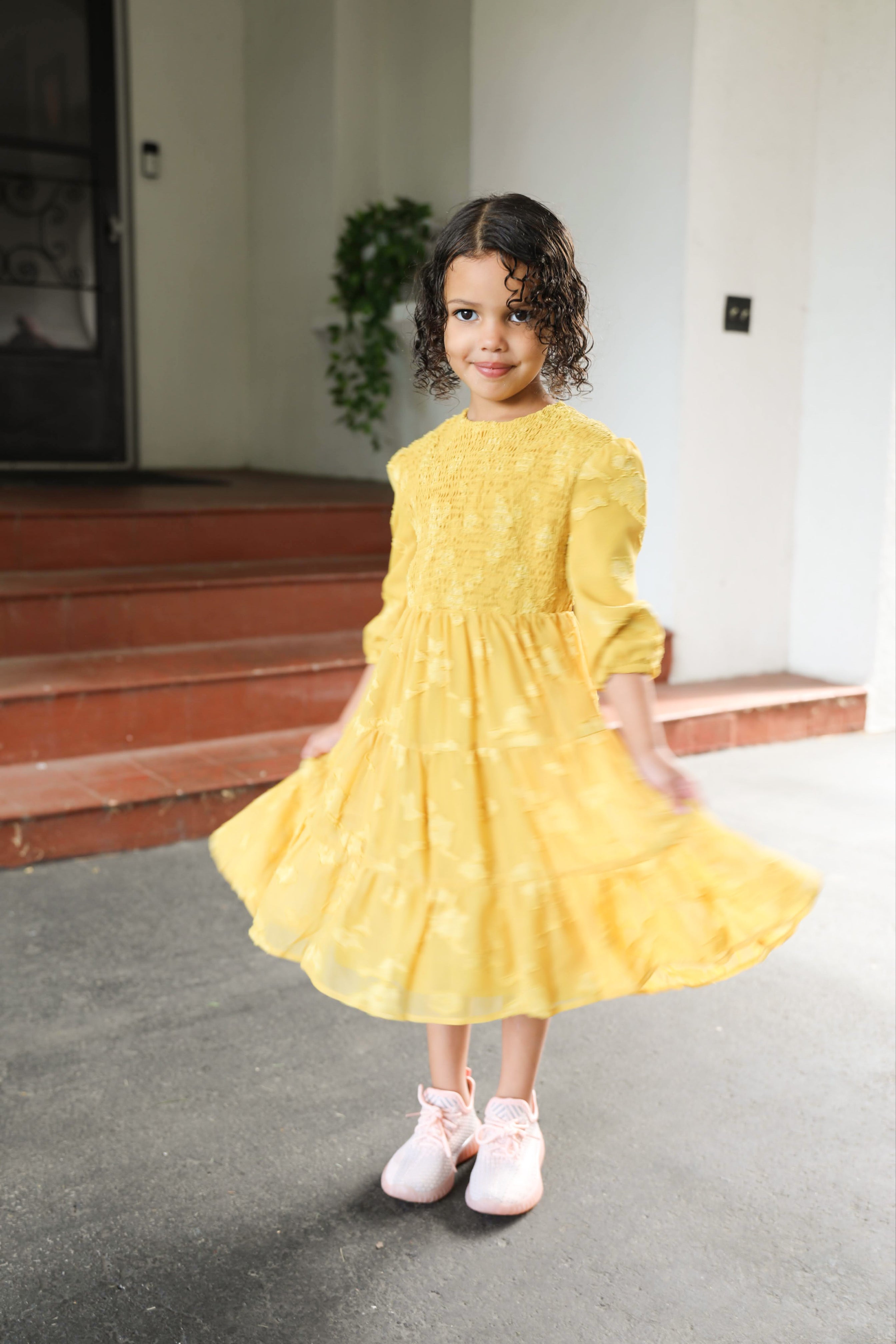 Mini Melanie Embossed Maxi Dress - Mustard