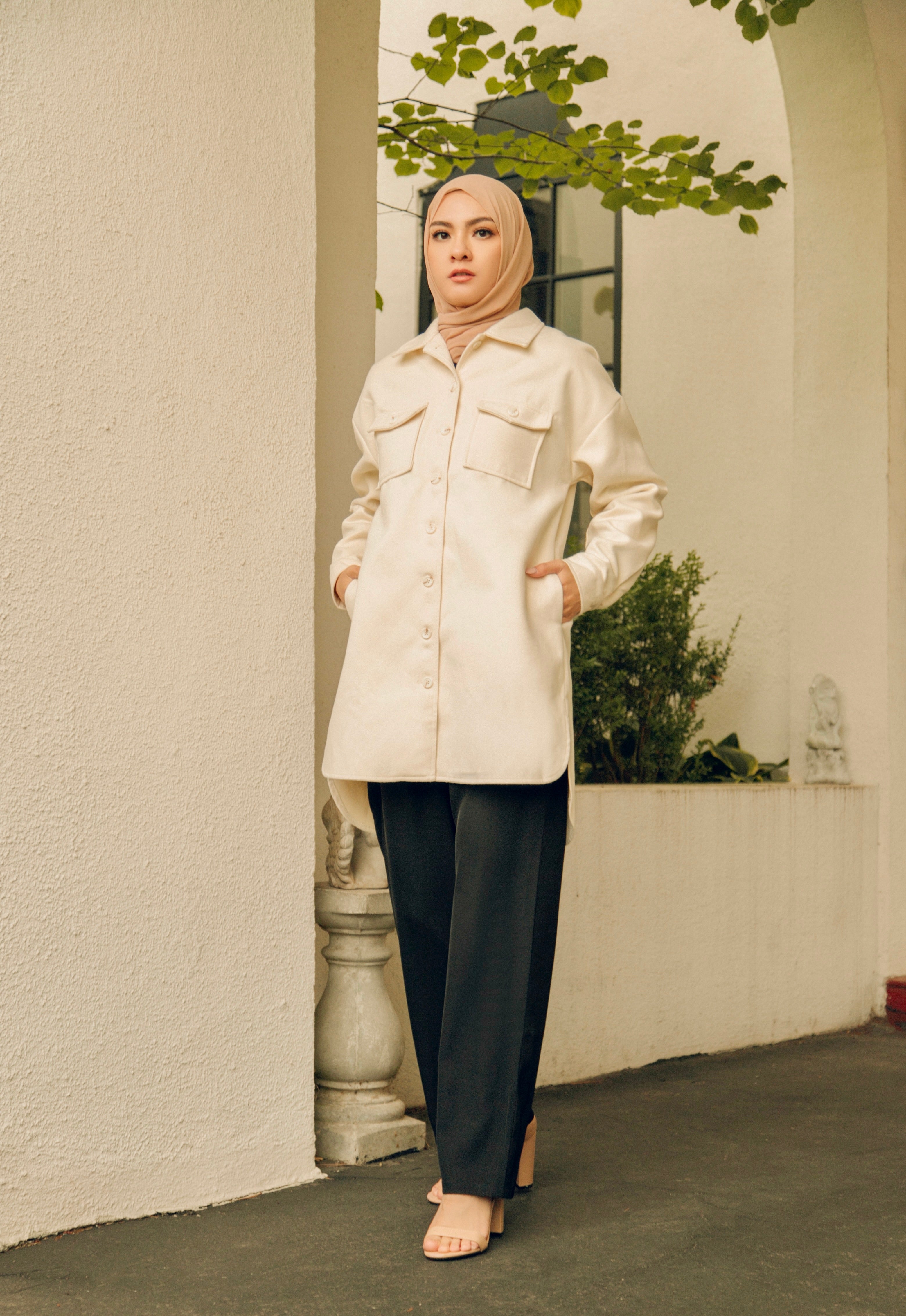 Aziza Button Down Shacket - Vanilla