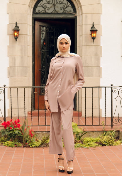 Aiza Two Piece Matching Set - Rosy Taupe