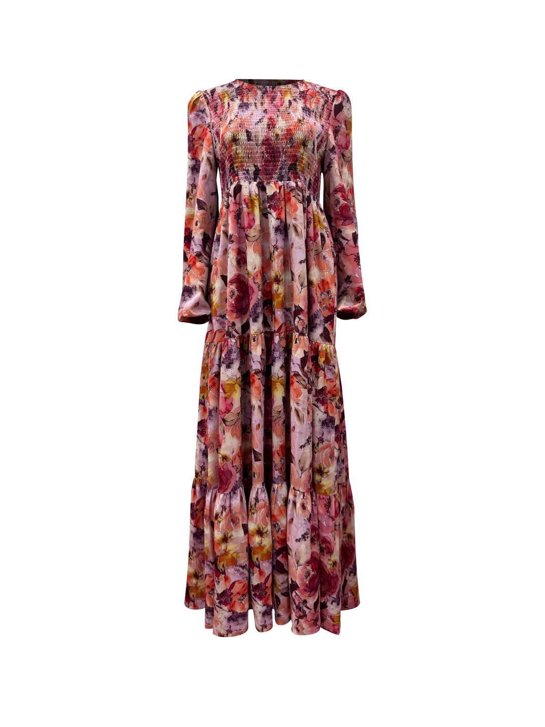 Nawar Smocked Maxi Dress - Fall Sunset