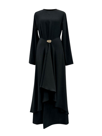 Aurelia Linen Convertible Dress - Black