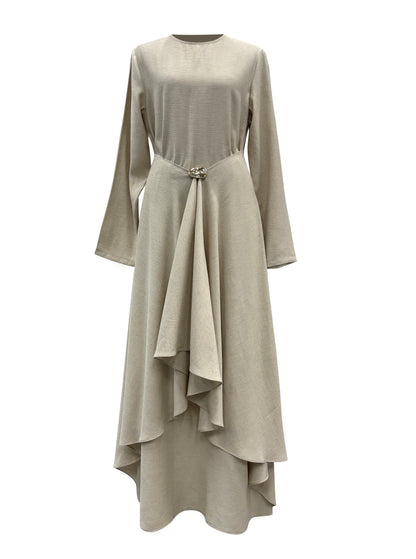 Aurelia Linen Convertible Dress - Wheat