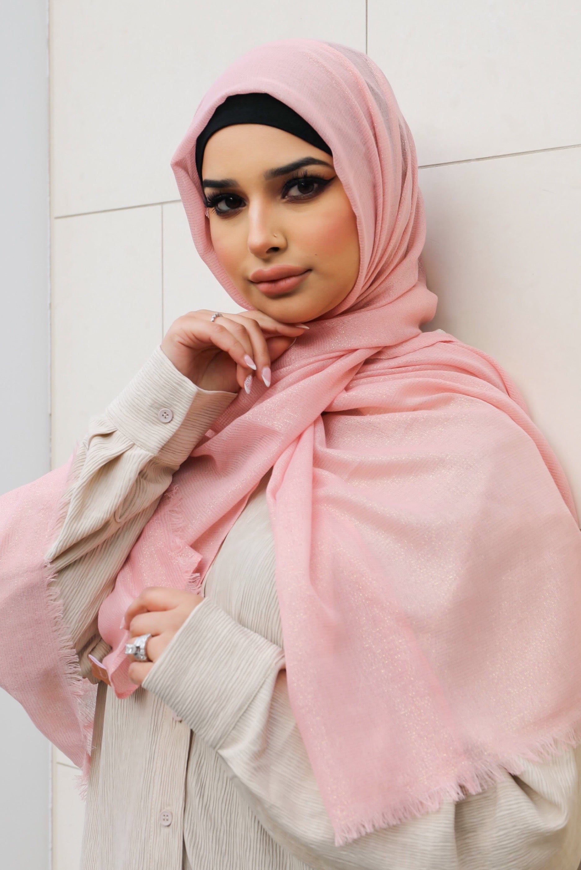 Pink Shawls And Wraps For Evening Wear Pashmina Scarf Blush