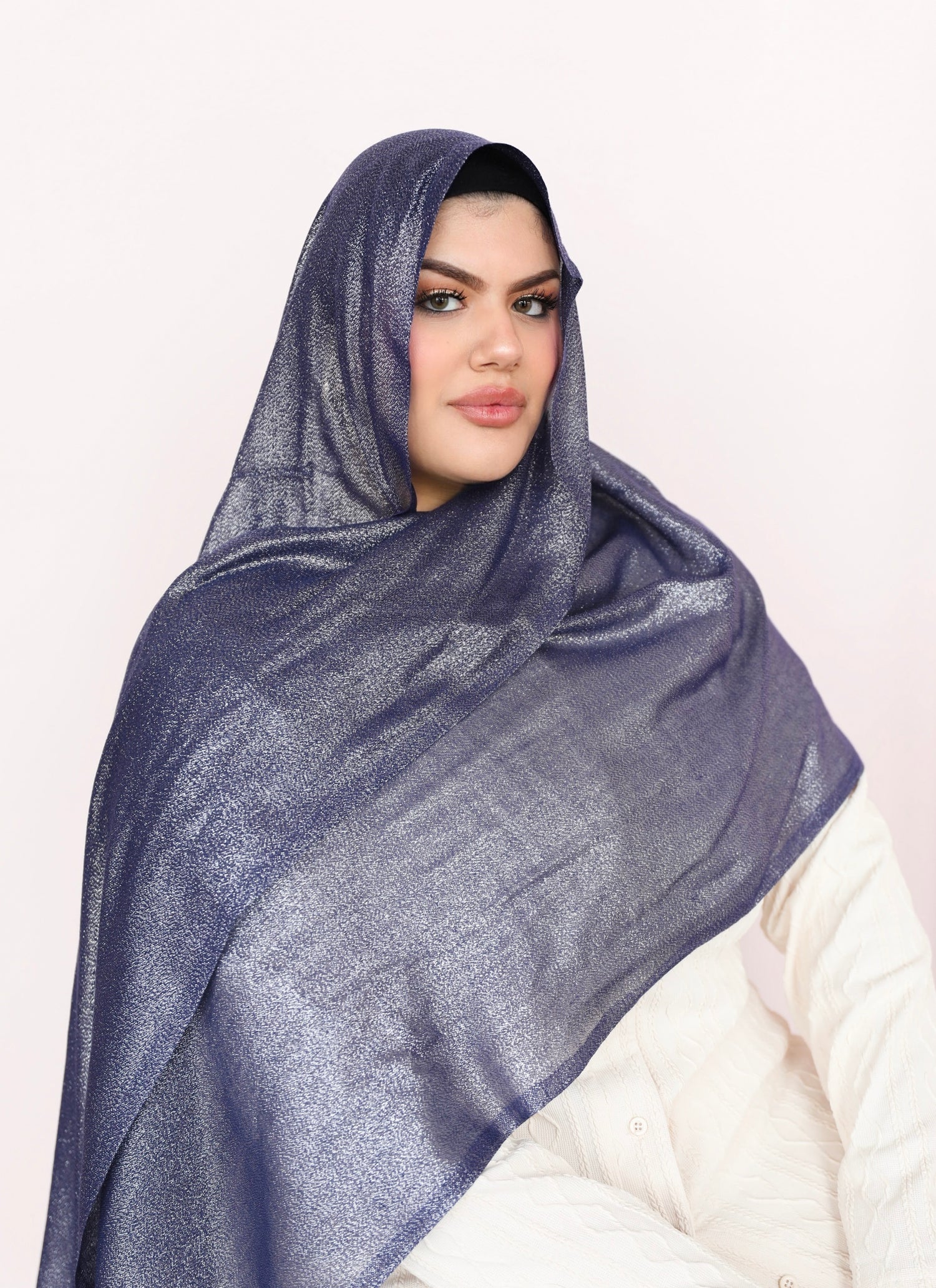 Midnight Navy - Metallic Viscose