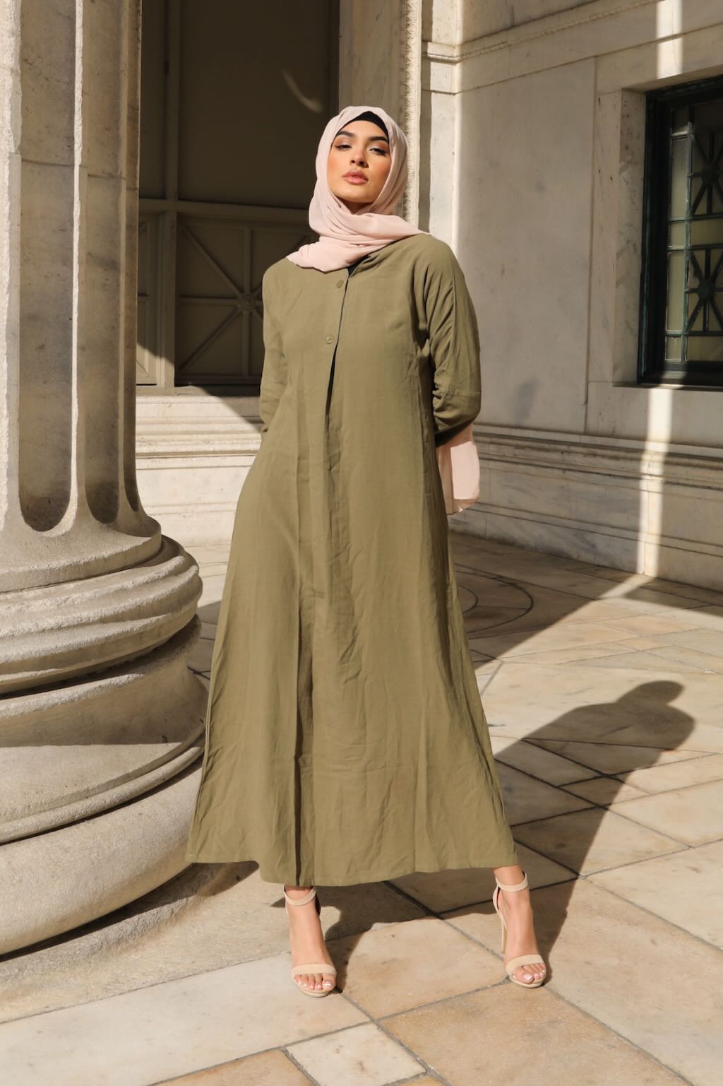 Shifah Flowy Abaya Dress - Moss