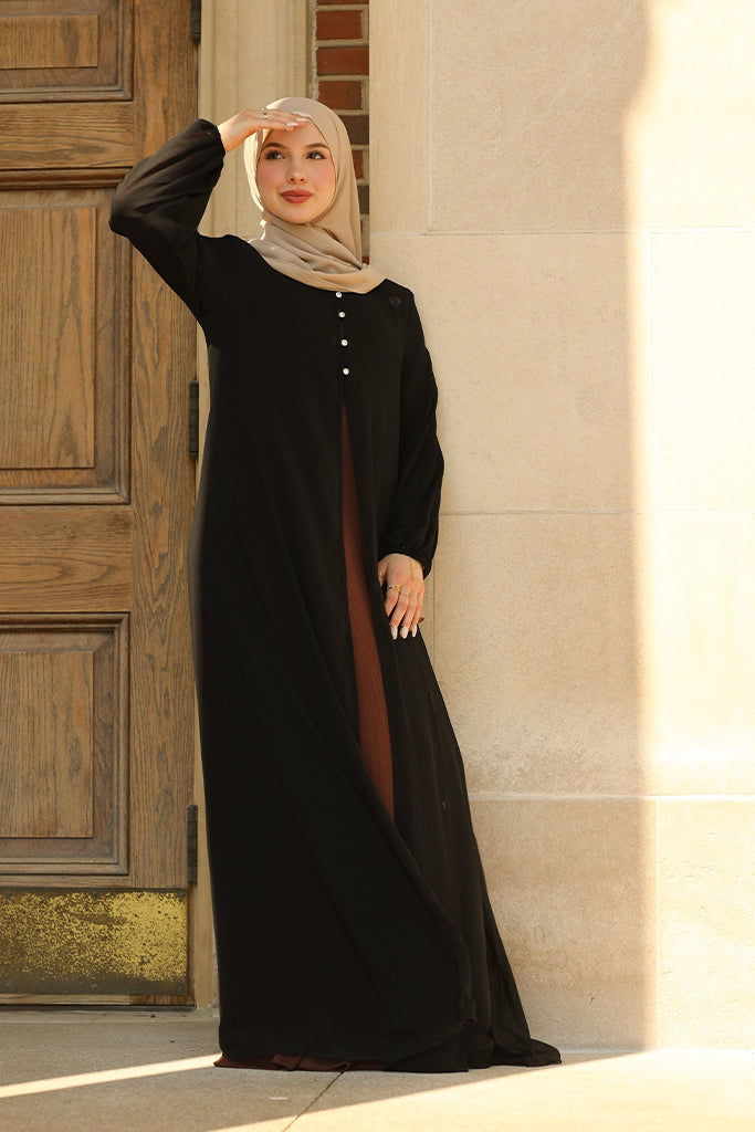 Hawa Chiffon Cardigan - Midnight Black