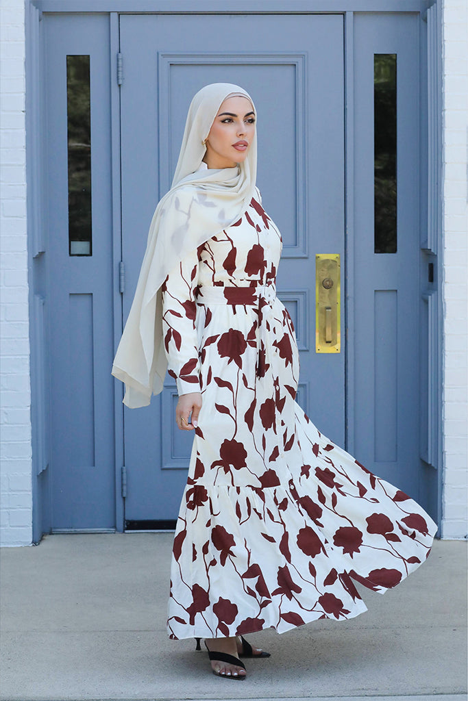 Reem Button Floral Maxi - Carnation
