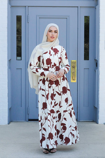 Reem Button Floral Maxi - Carnation