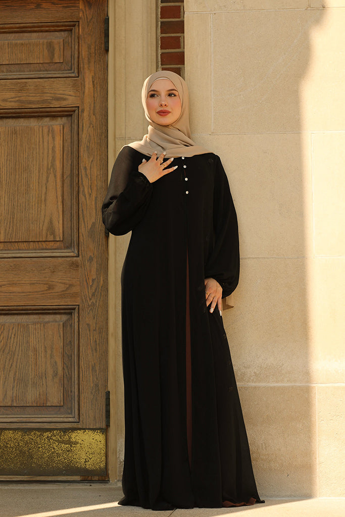 Hawa Chiffon Cardigan - Midnight Black
