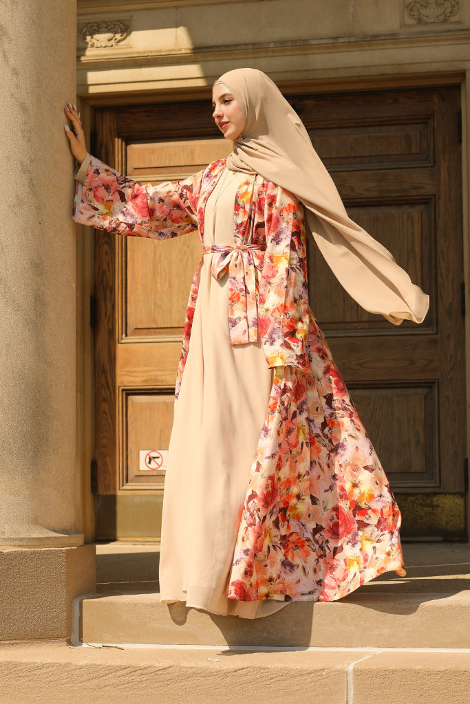 Nawar Kimono Abaya - Fall Sunset