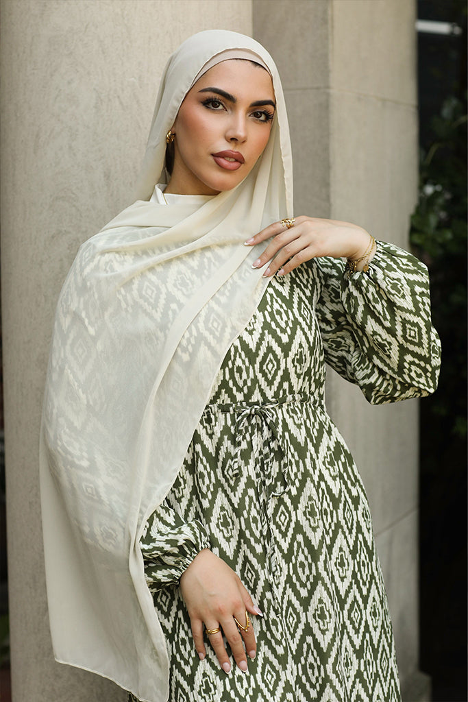 Tasneem Diamond Print Maxi - Olive Mosaic