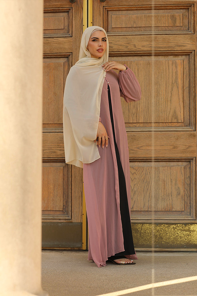 Hawa Chiffon Cardigan - Dusty Plum