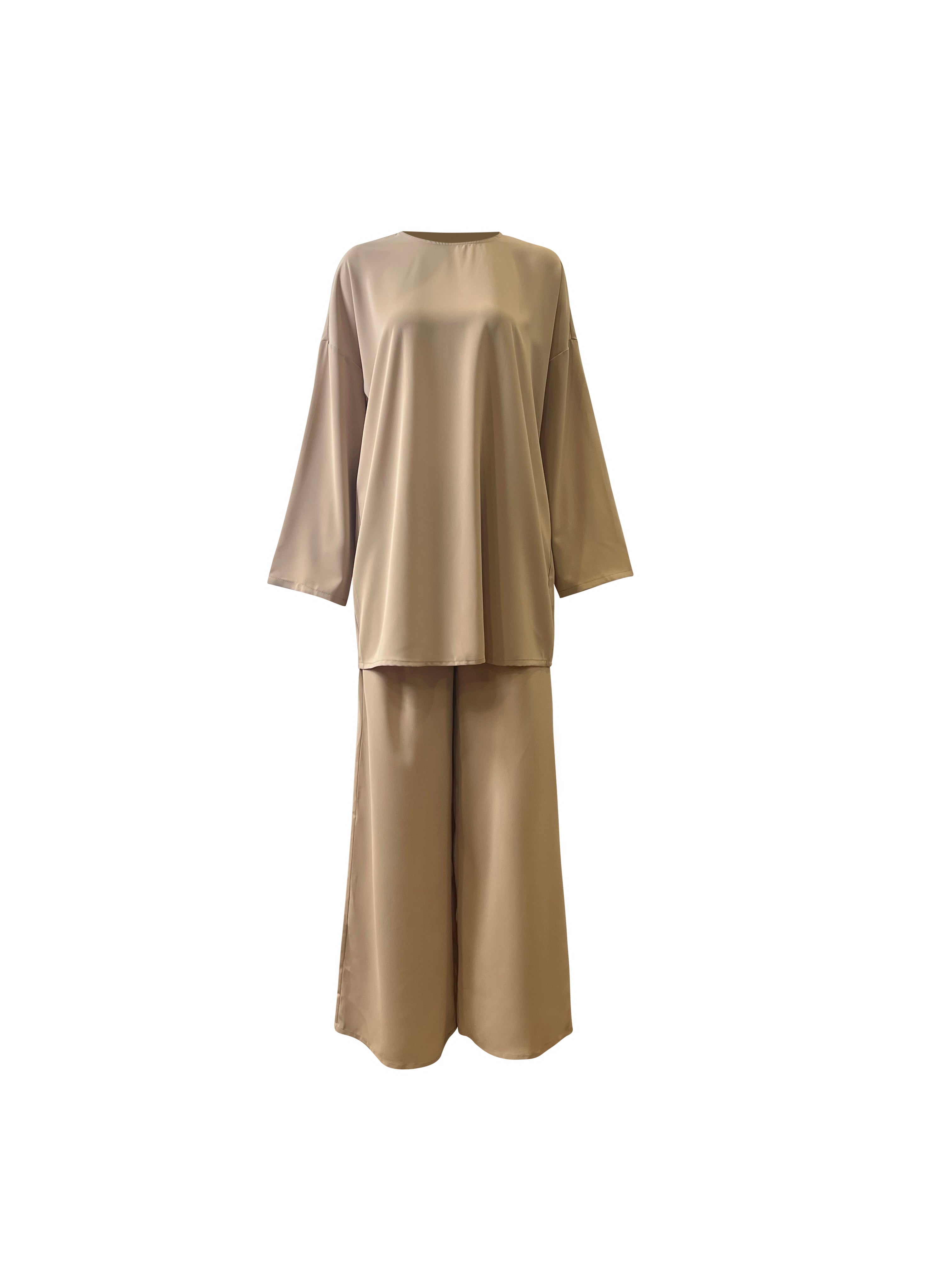 Serene Three Piece Abaya Matching Set - Bisque