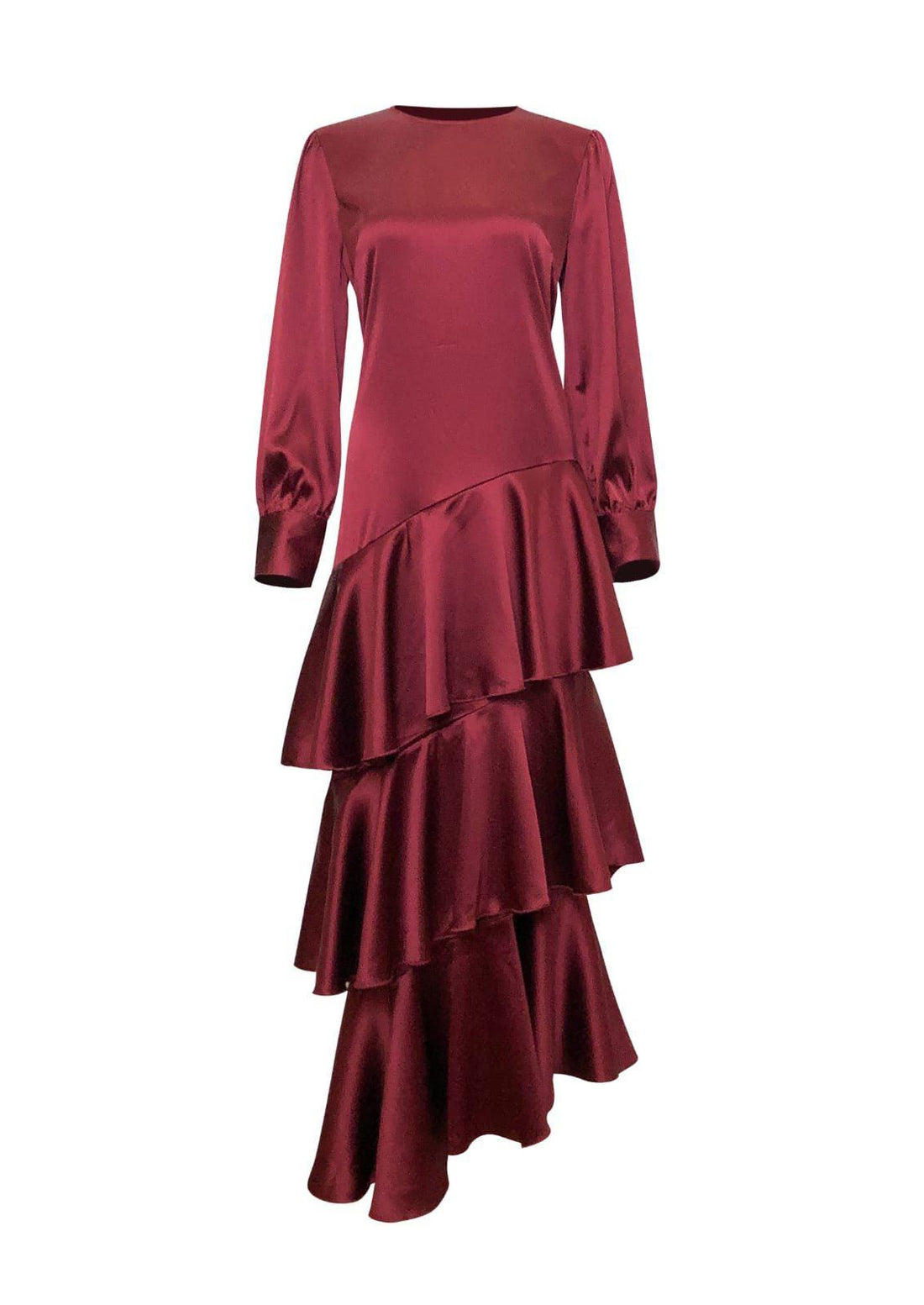 Seville Layered Satin Gown - Scarlet Ruby SALE-Niswa Fashion