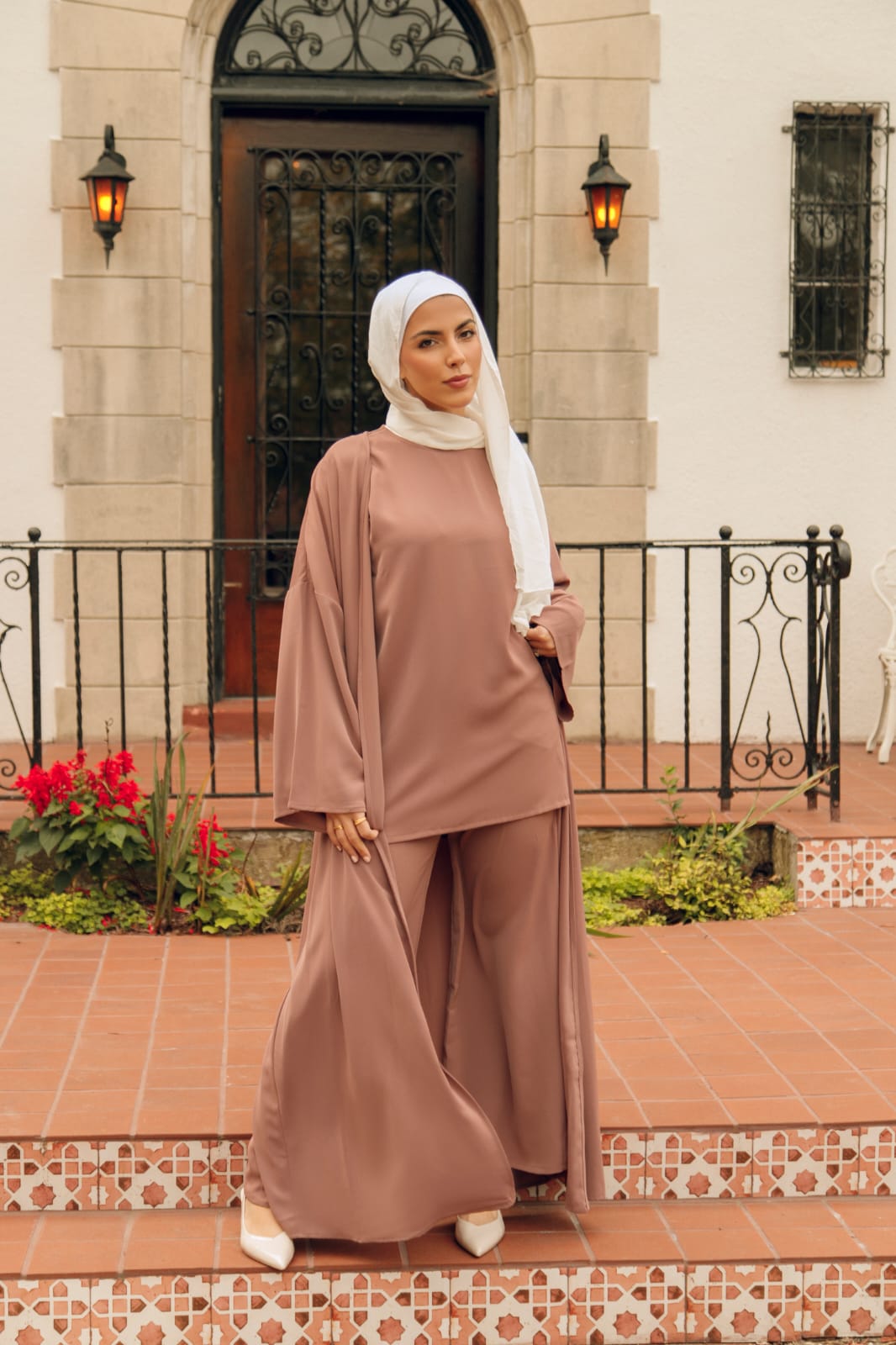 Serene Three Piece Abaya Matching Set - Autumn Maple