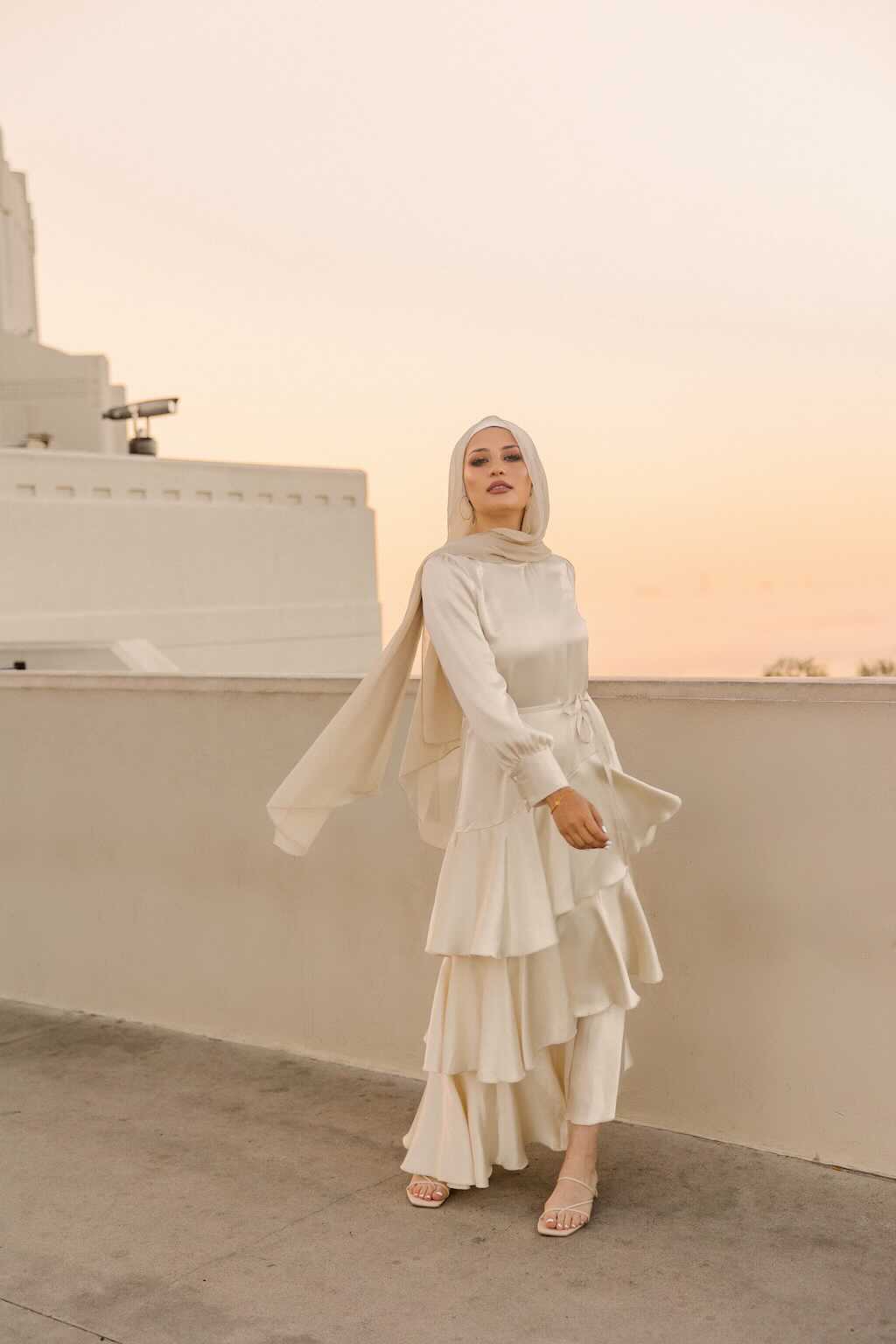 Seville Layered Satin Gown - Glistening Ivory Seville Layered Satin Gown - Glistening Ivory