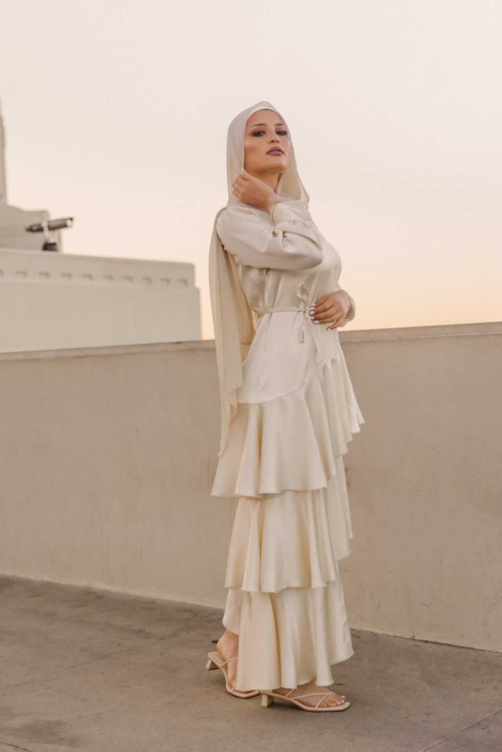 Seville Layered Satin Gown - Glistening Ivory