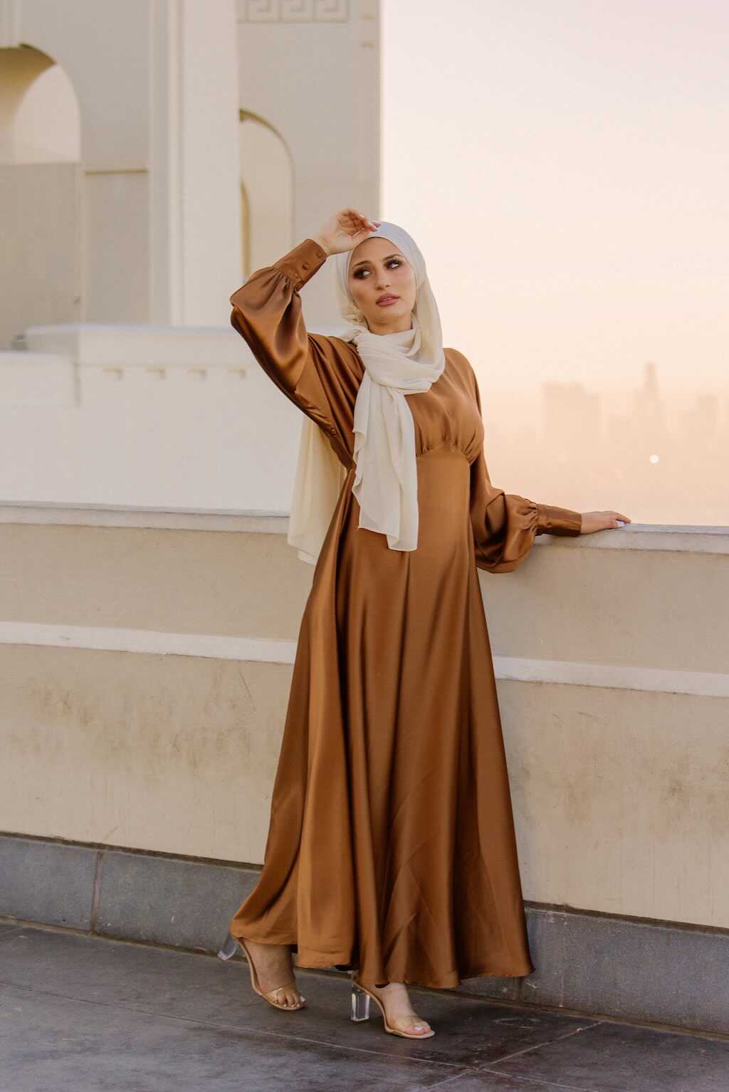 Elegant Sunuff Colored Islamic Clothing Evening Gown 5215TB - Neva-style.com