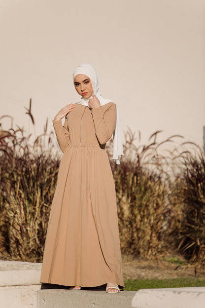 Aminah Zipper Jersey Dress - Cocoa Bean