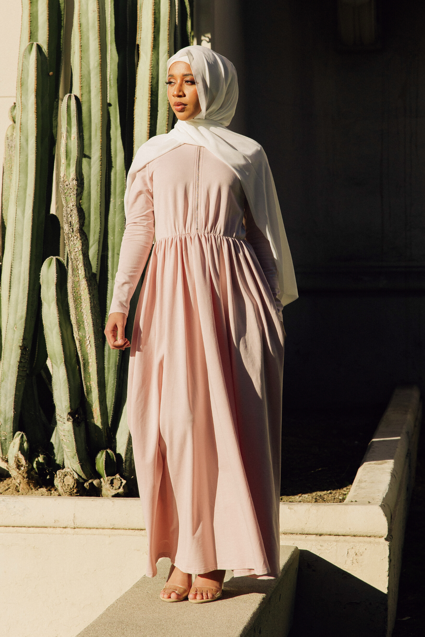 Aminah Zipper Jersey Dress - Pink