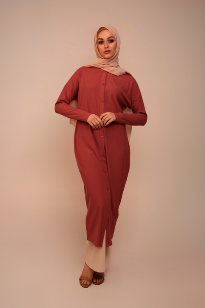 Batwing Knit Dress - Terracotta