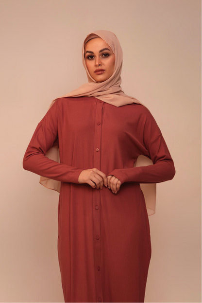 Batwing Knit Dress - Terracotta