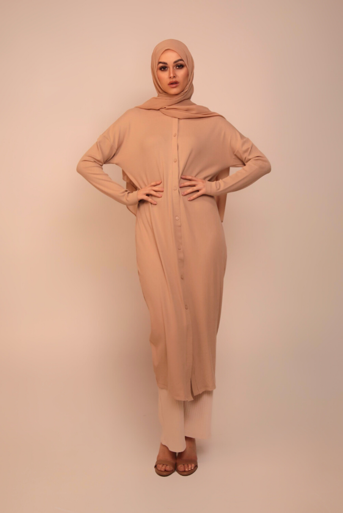 Batwing Knit Dress - Tan