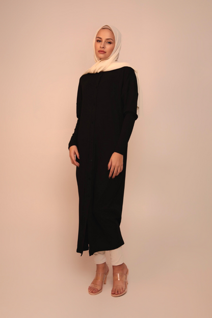 Batwing Knit Dress - Black