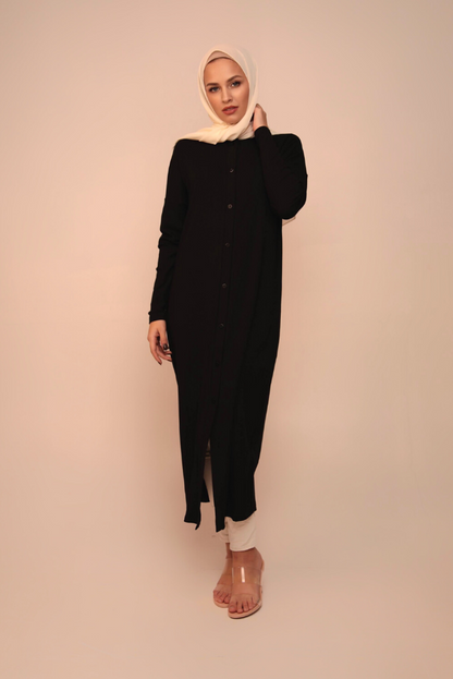 Batwing Knit Dress - Black