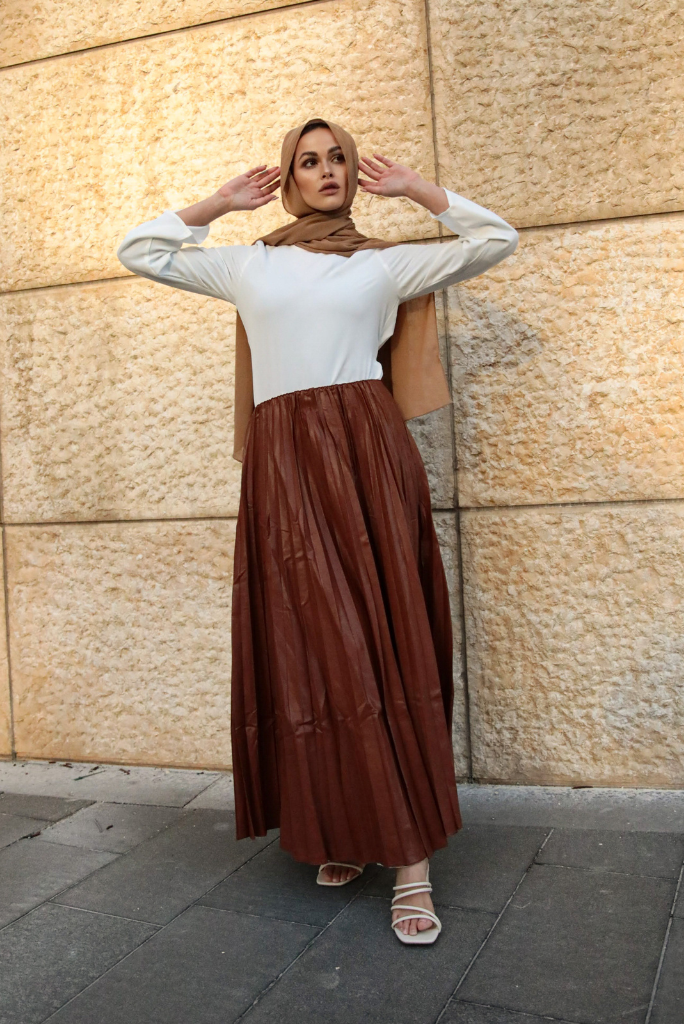 Waldorf Leather Pleated Maxi Skirt