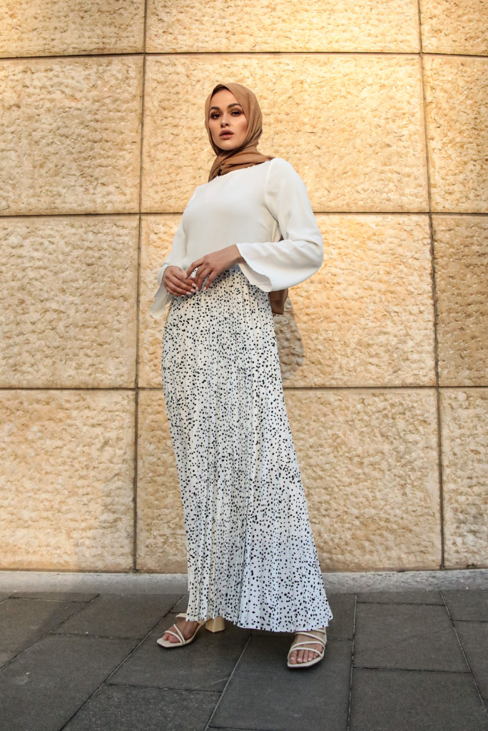 Pleated dot maxi skirt Clearance