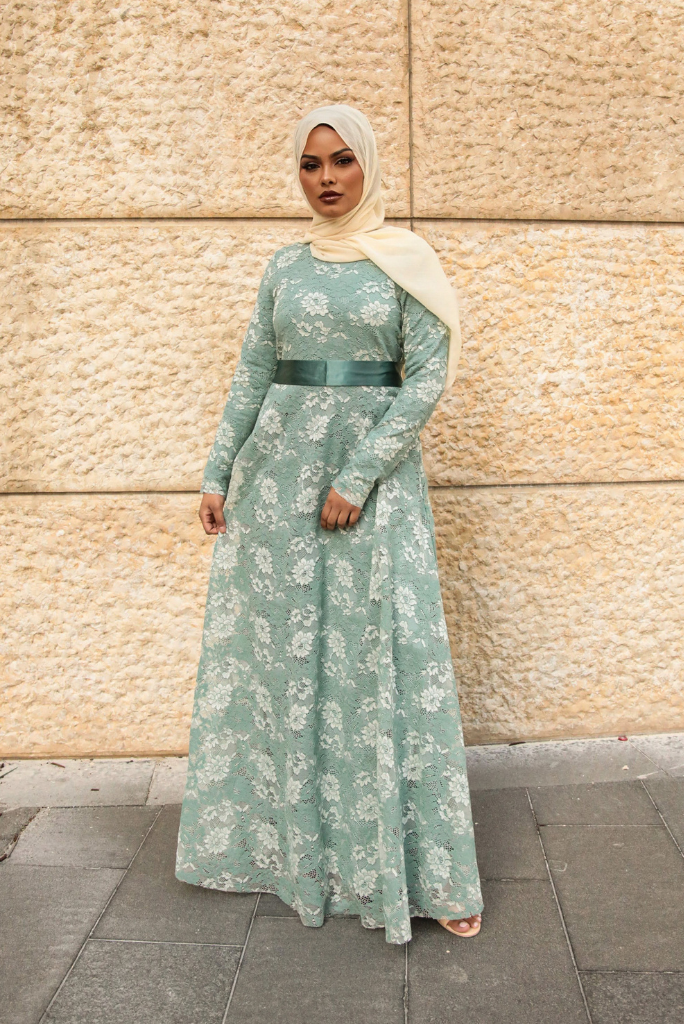 Venetian Maxi Gown - Eucalyptus Mint