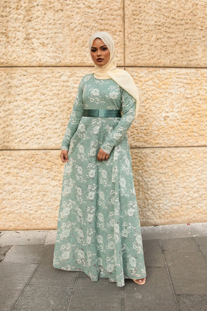 Venetian Maxi Gown - Eucalyptus Mint