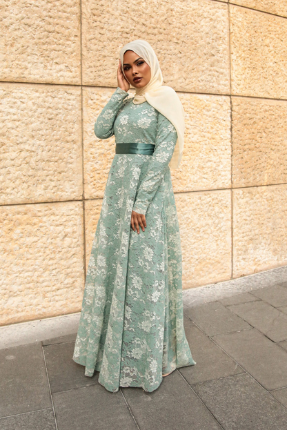 Venetian Maxi Gown - Eucalyptus Mint