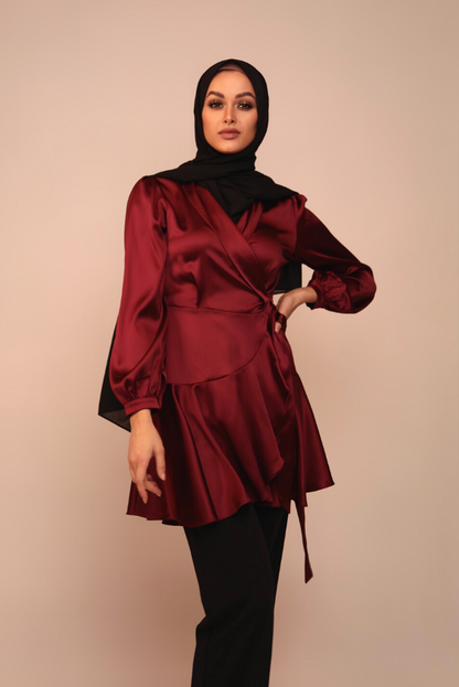 Mila Wrap Tunic - Ruby