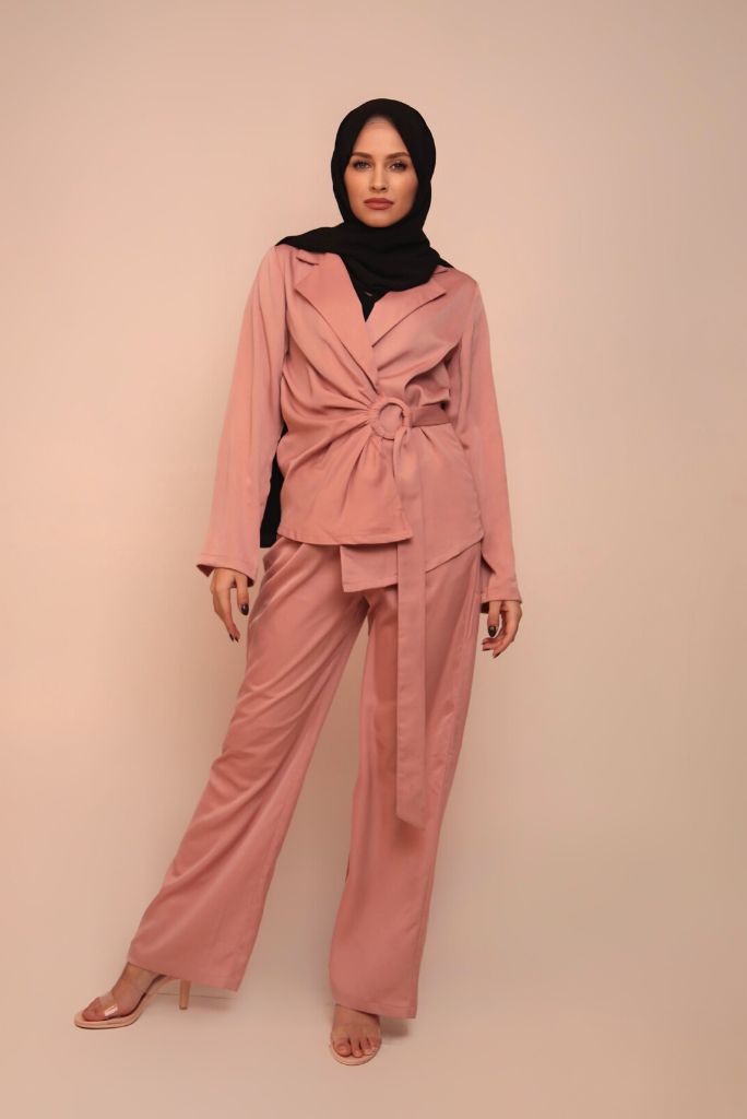 Rory Wrap Blouse And Pants Set - Pink OUTLET SALE