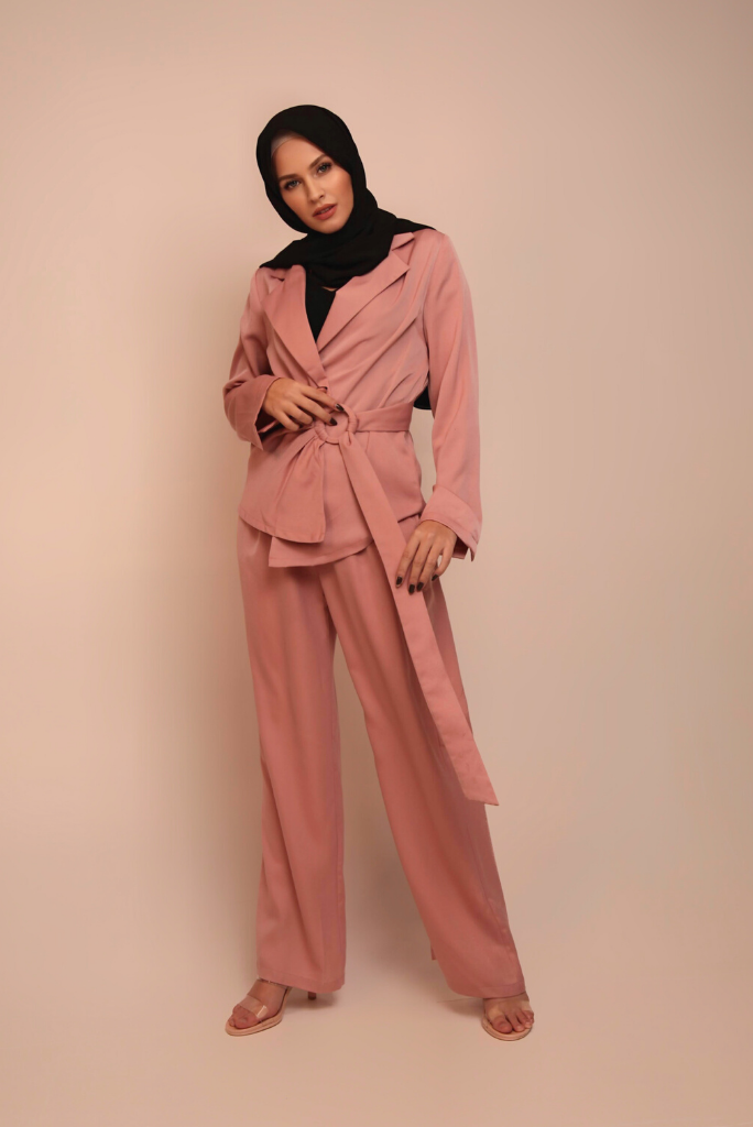 Rory Wrap Blouse And Pants Set - Pink OUTLET SALE